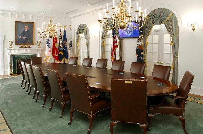 福特总统博物馆复制的白宫内阁会议室